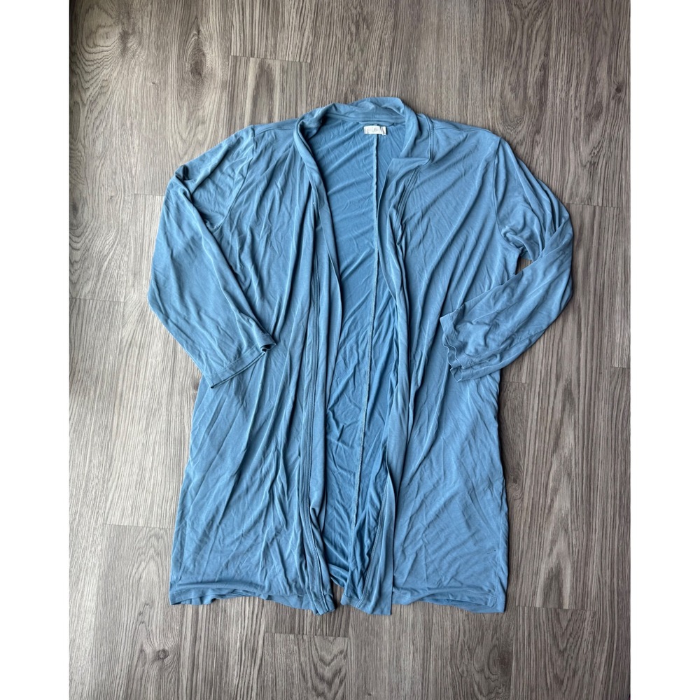 Barefoot Dreams Malibu Collection Blue Open Front Cardigan L